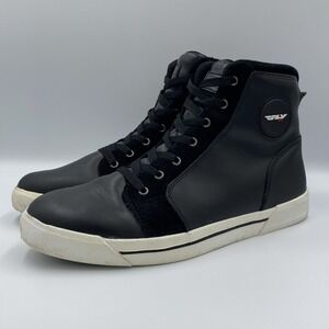 FLY Racing M16 Leather Riding Shoes Mens 10 Black Waterproof Motorcycle High Top